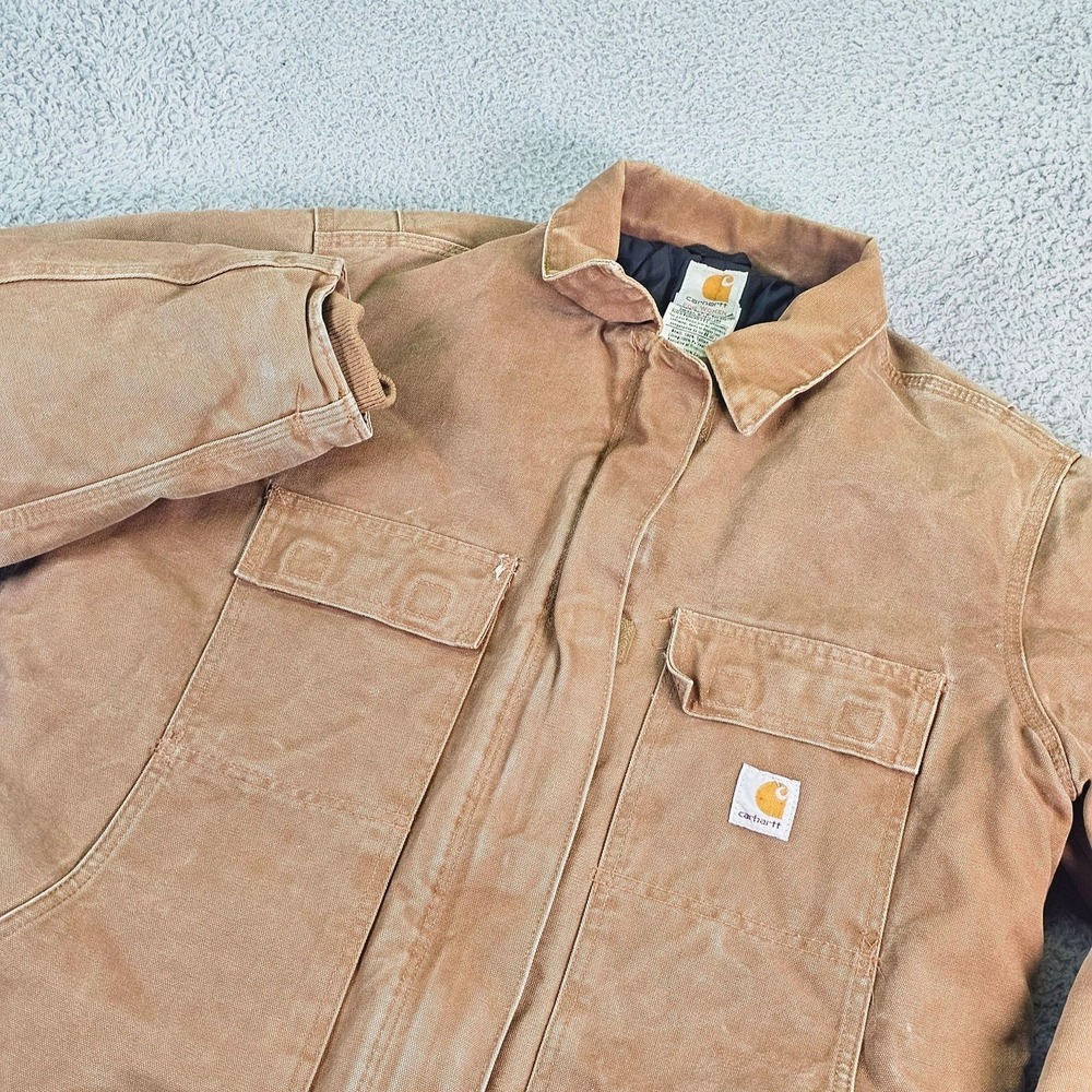 Carhartt Women's Sandstone Coat Large‎ Brown Quilted Lined Barn Chore Work WC026